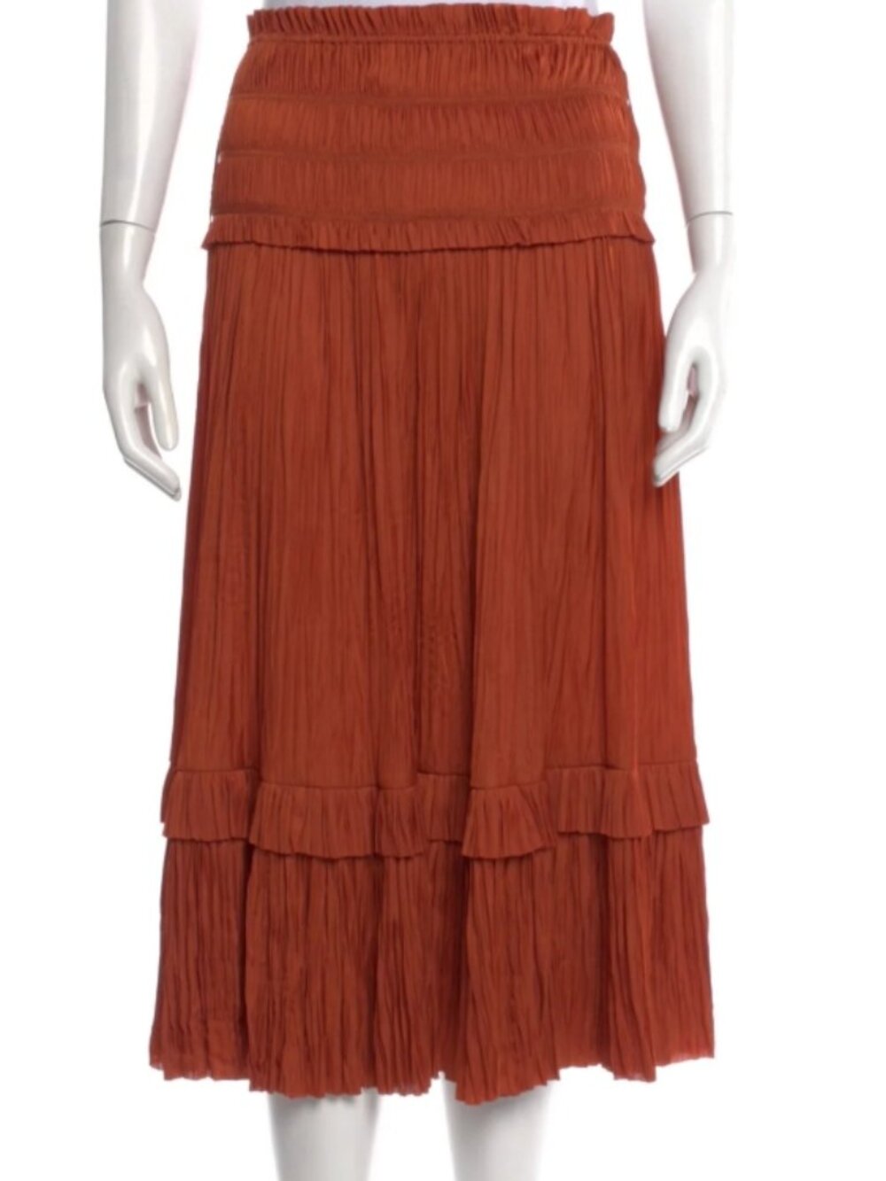 NWOT ULLA JOHNSON Ruffle Embellishment Midi Length Skirt XS $490